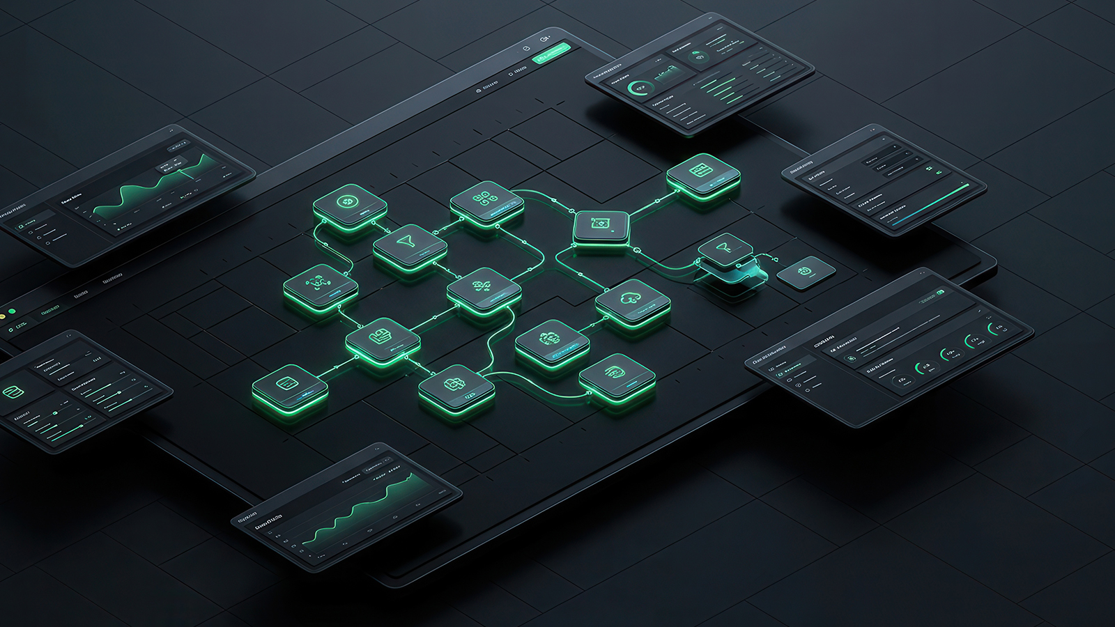 Abstract depiction of technology and IT infrastructure, network